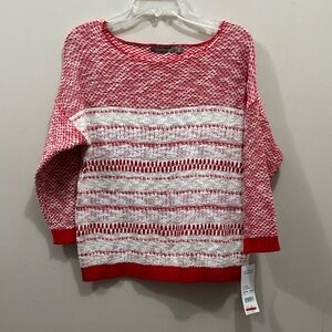 NWT NY Collection Red & White Sweater